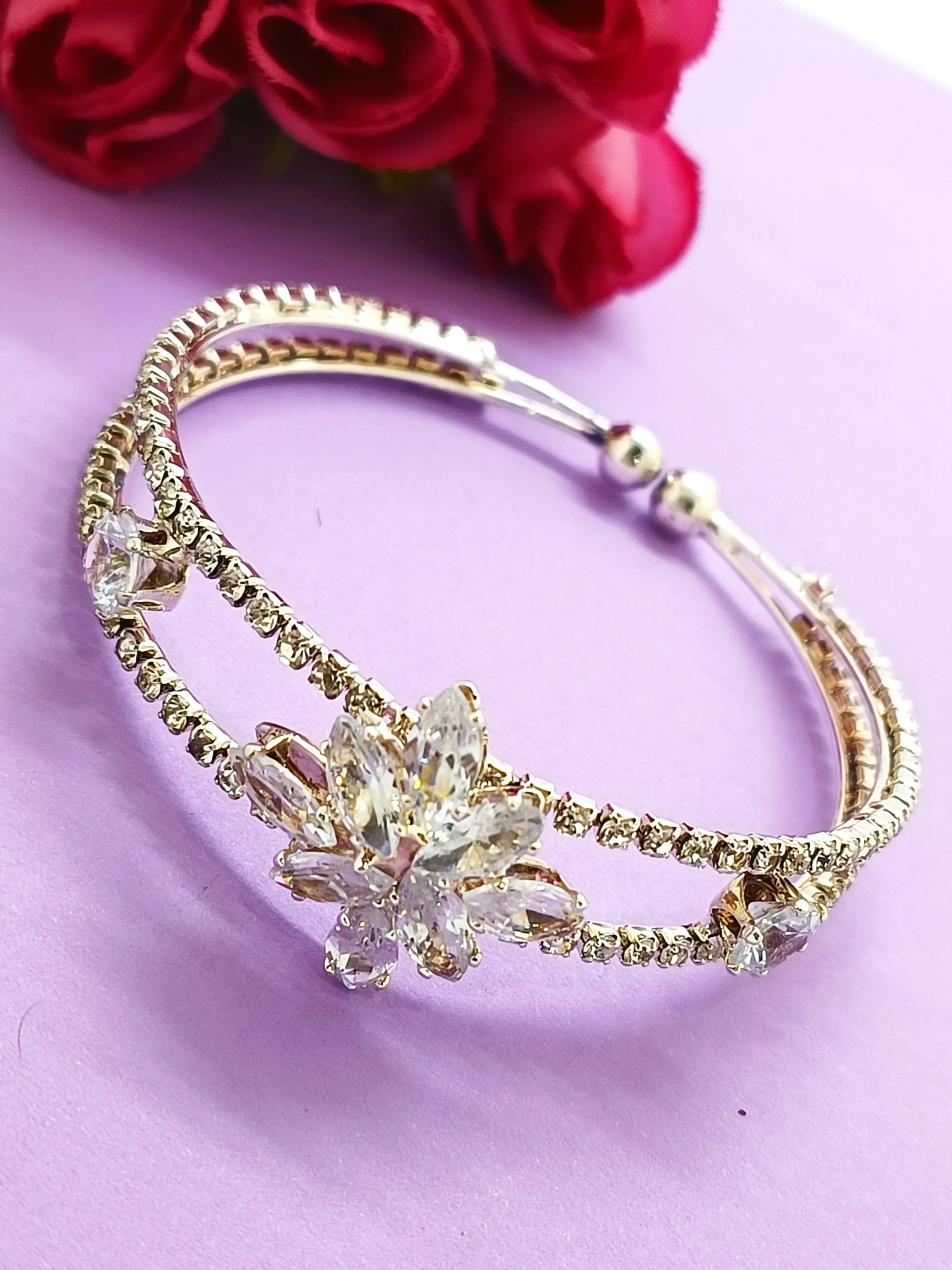 Cubic Zirconia Silver Plated Charm Bracelet
