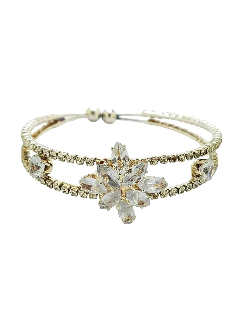 Cubic Zirconia Silver Plated Charm Bracelet