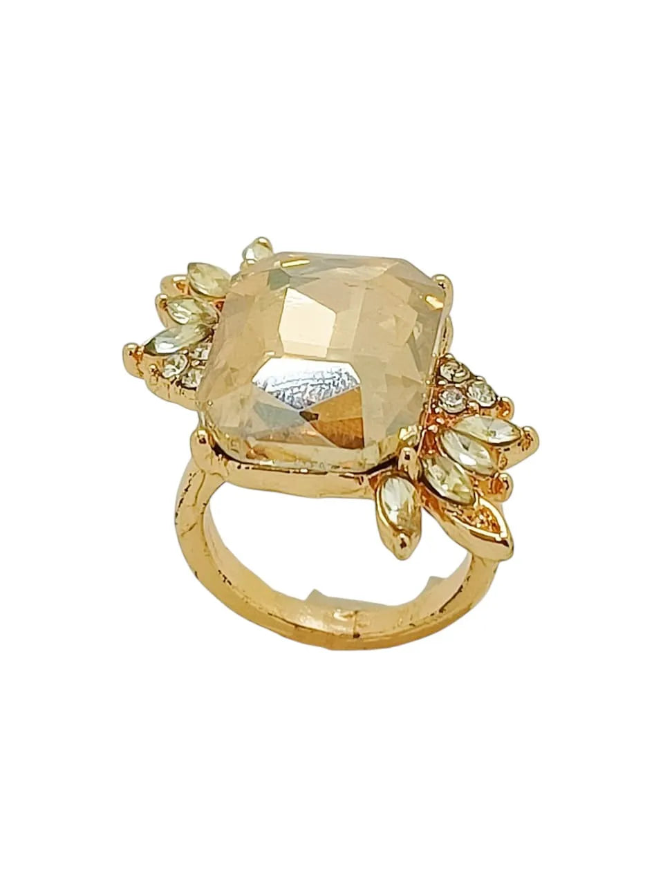 Elegant Finger Ring Sparkling Side Crystals