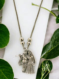 Silver Oxidized Radha Krishna Necklace for Women