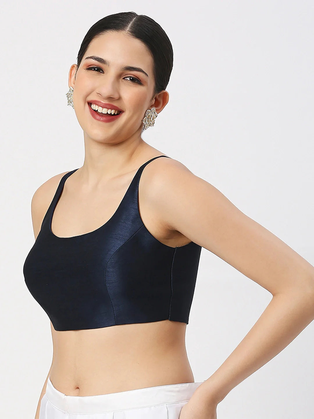 Navy Elegance Silk Blouse