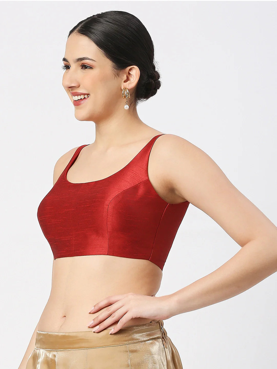 Burgundy Maroon Silk Blouse