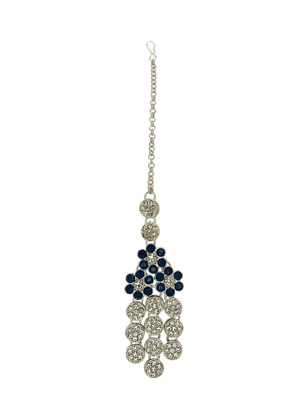 Silver-Plated Blue Stone Studded Jewellery Set