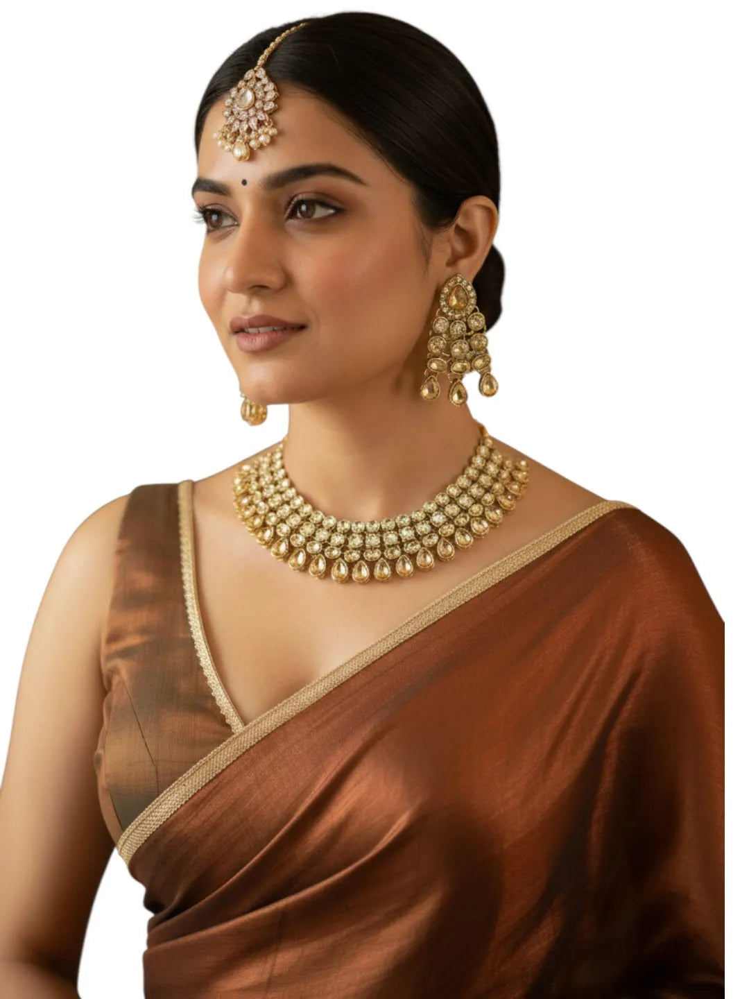 Golden Kundan & Stone Studded Jewellery Set