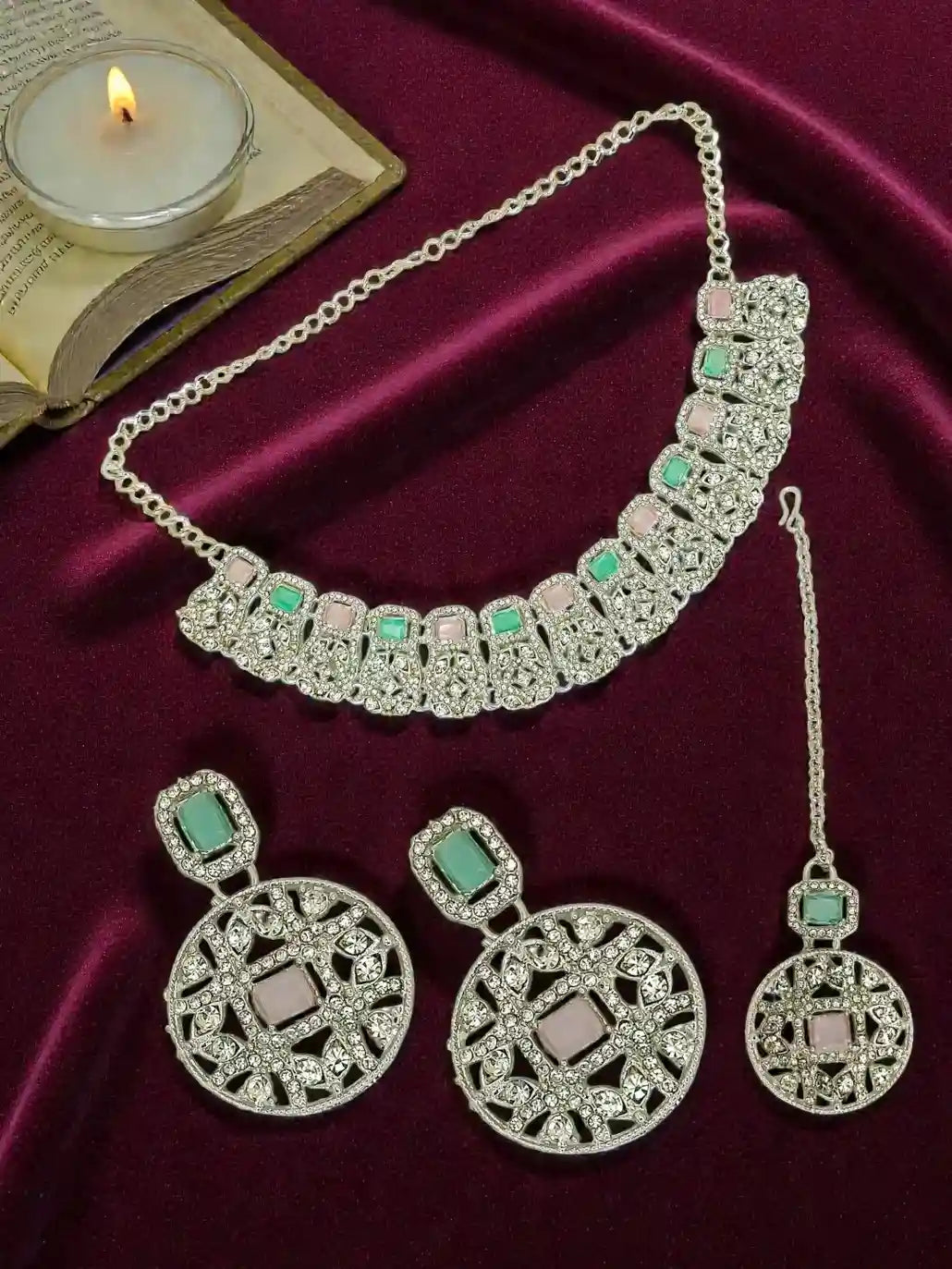 Rhodium-Plated Cubic Zirconia Jewellery Set