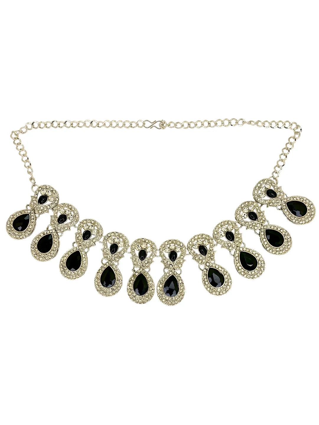 Rhodium-Plated Navy Blue Cubic Zirconia Jewellery Set