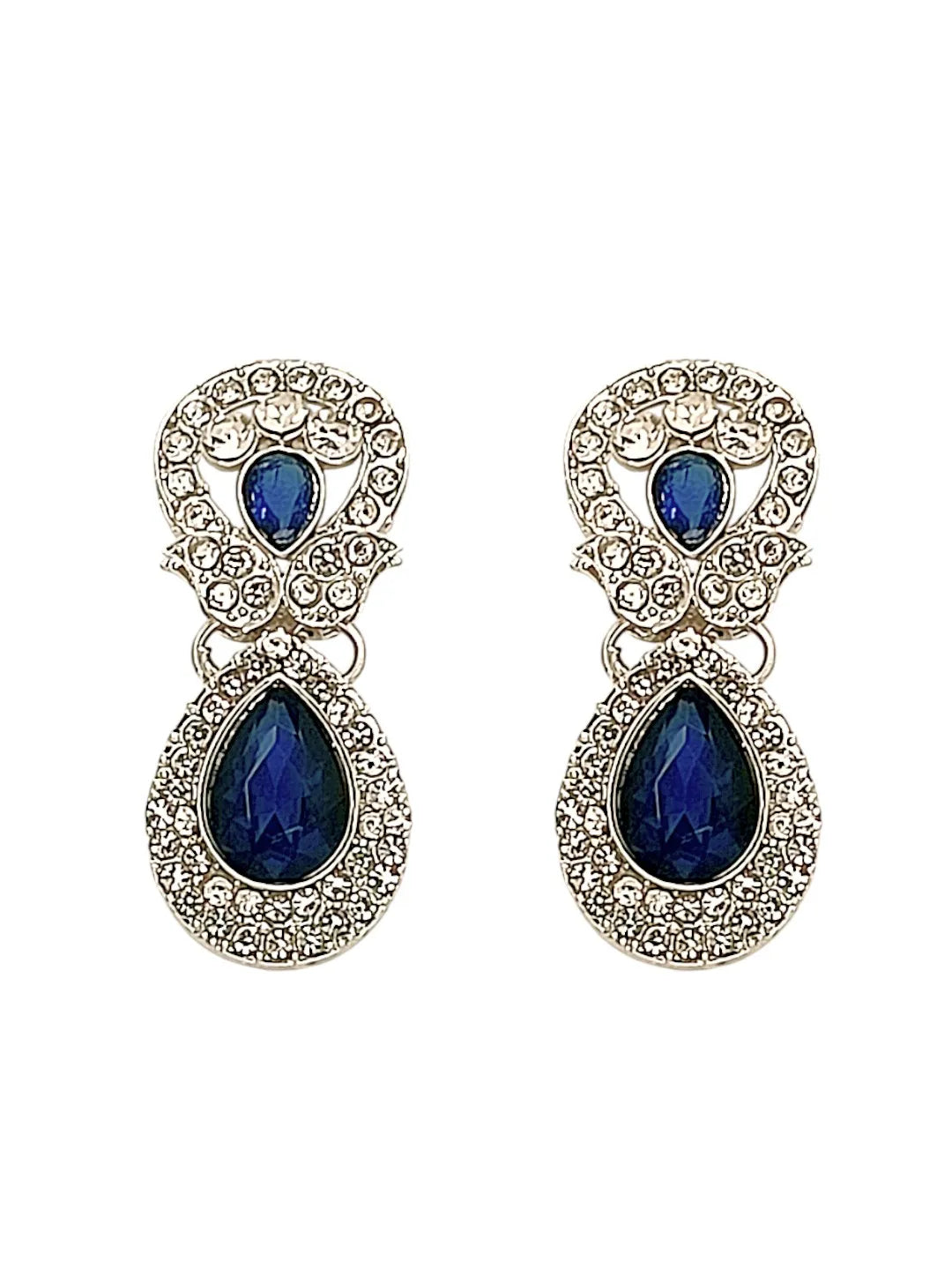 Rhodium-Plated Royal Blue Cubic Zirconia Jewellery Set