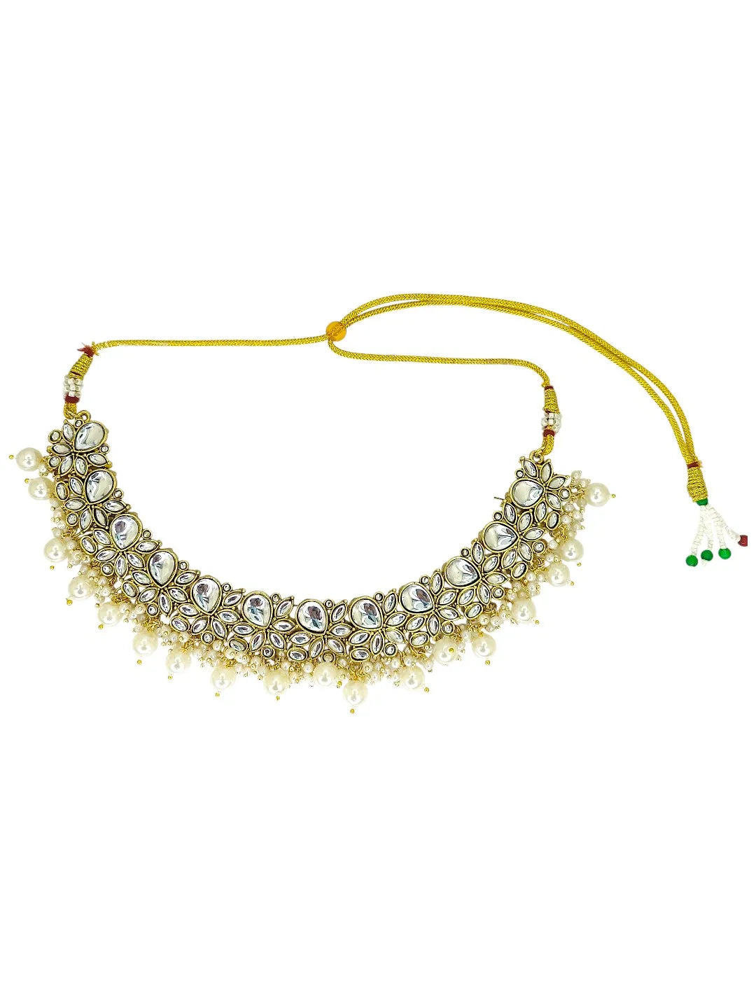 Gold-Plated Choker Kundan Necklace and Earrings