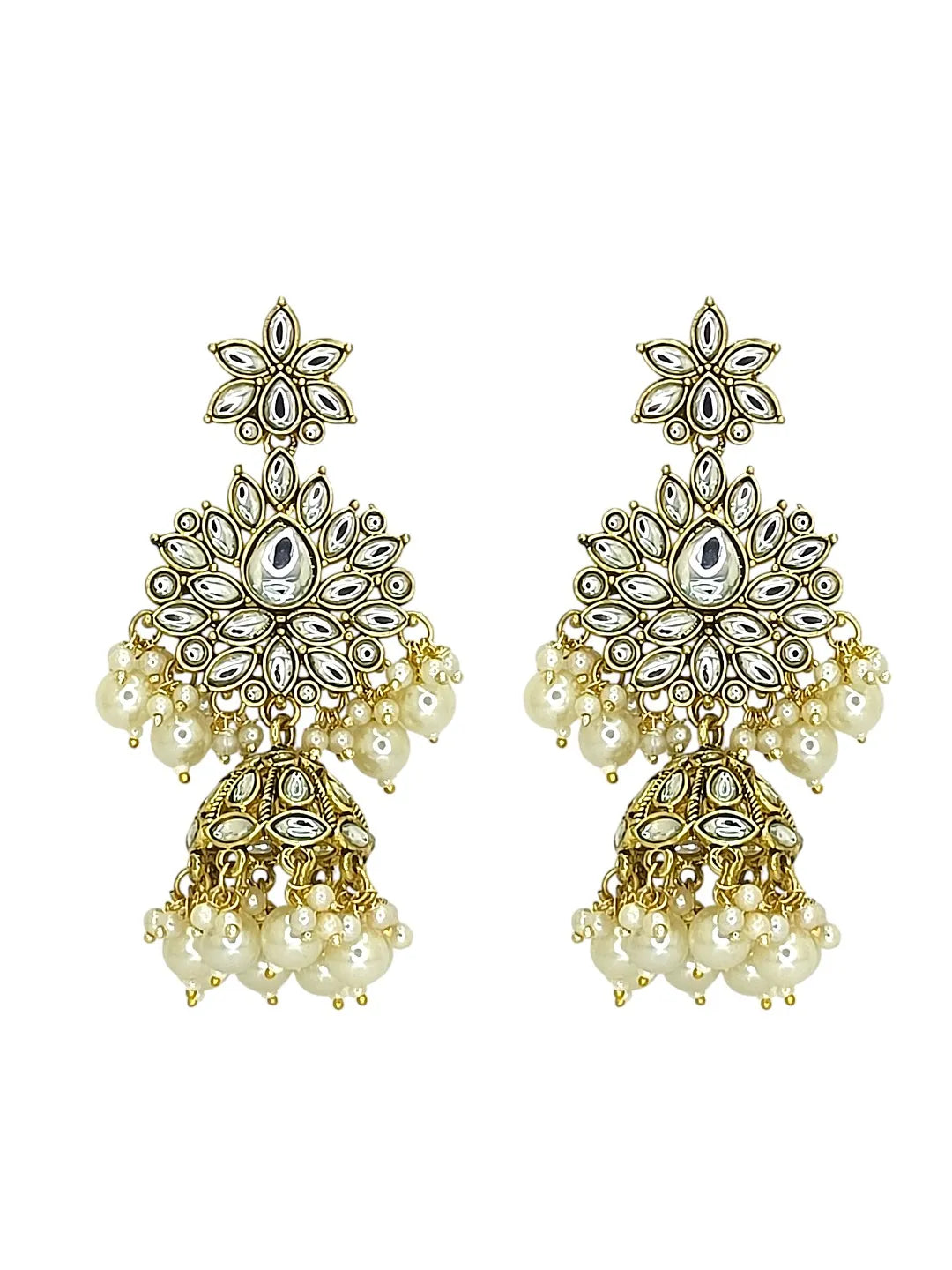 Gold-Plated Choker Kundan Necklace and Earrings