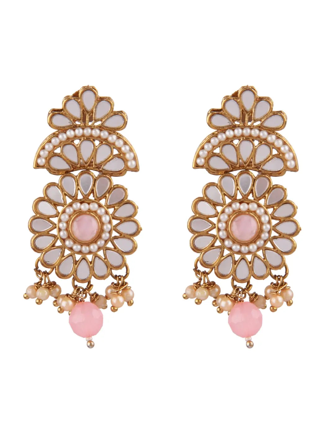 Mirror & Pink Beads Jewellery Set