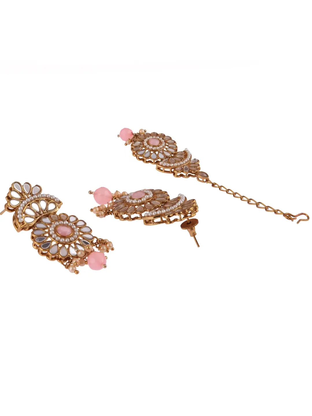 Mirror & Pink Beads Jewellery Set