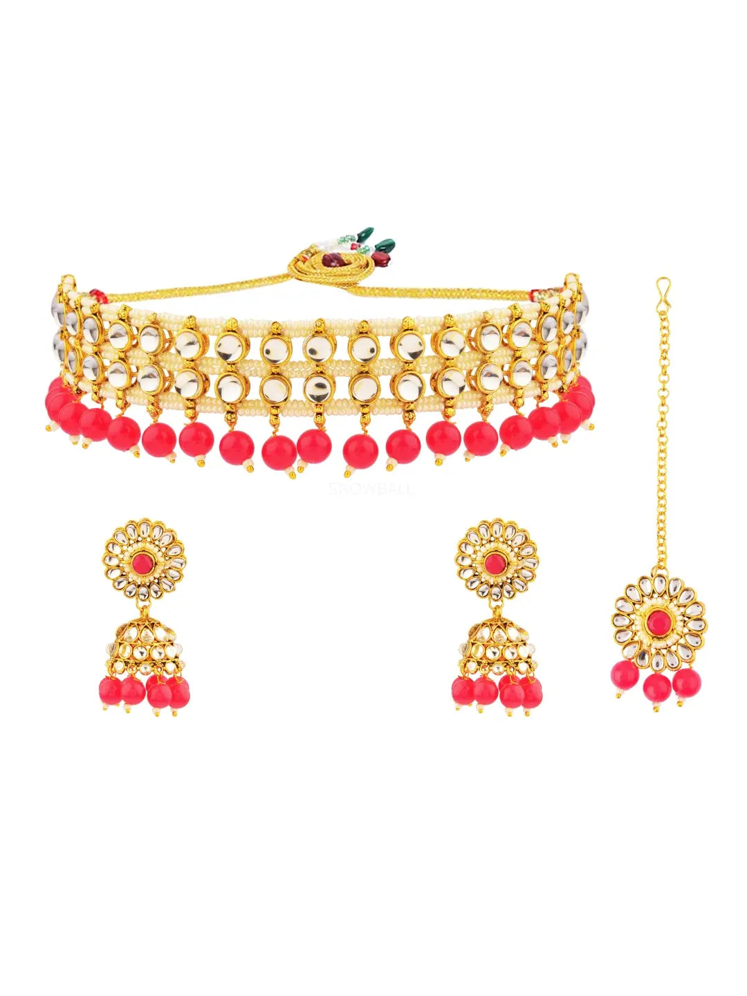 Red Kundan Adorned Jewellery Set