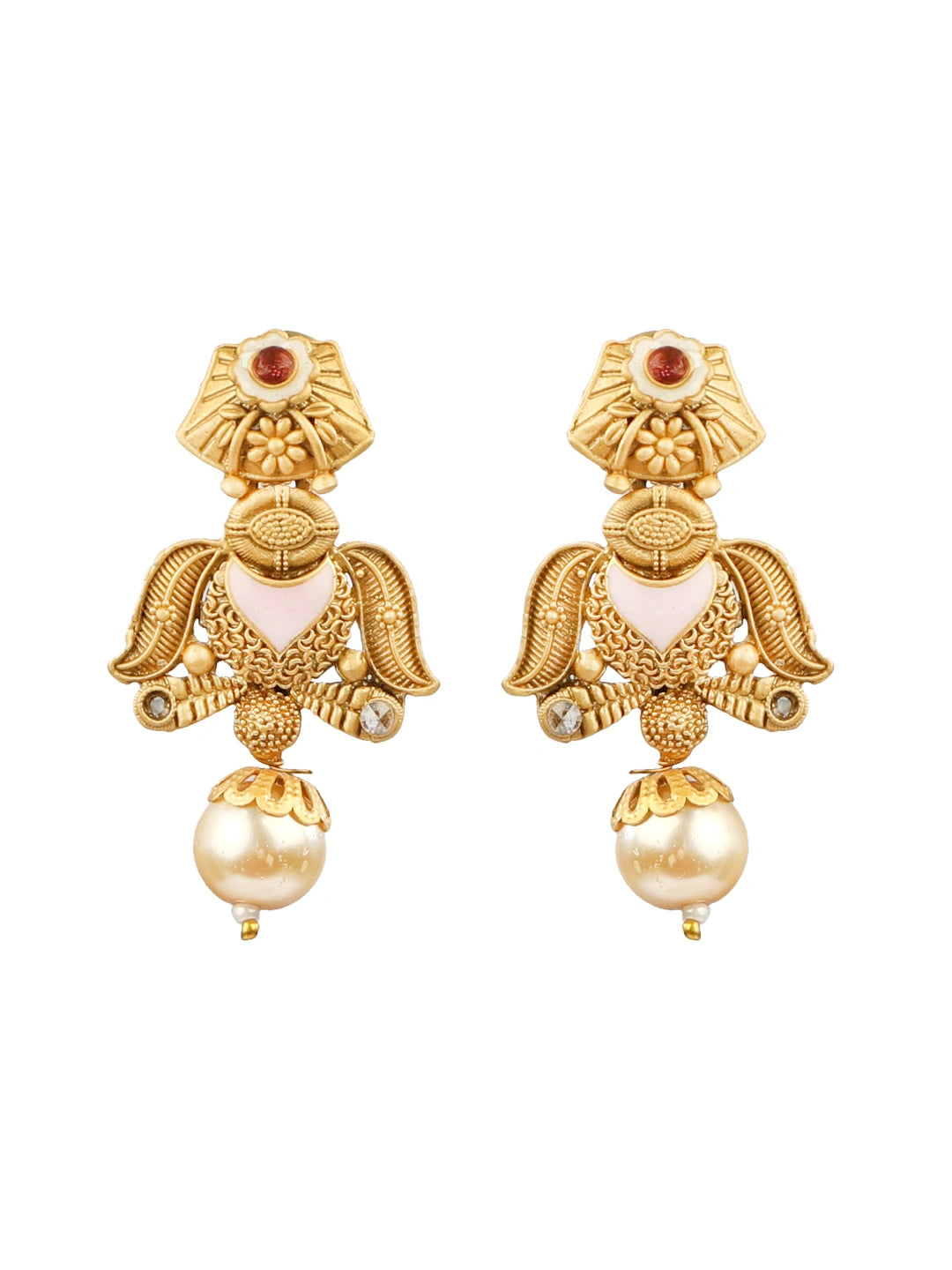 Pearl Gold Plated Peacock Bloom Necklace Set