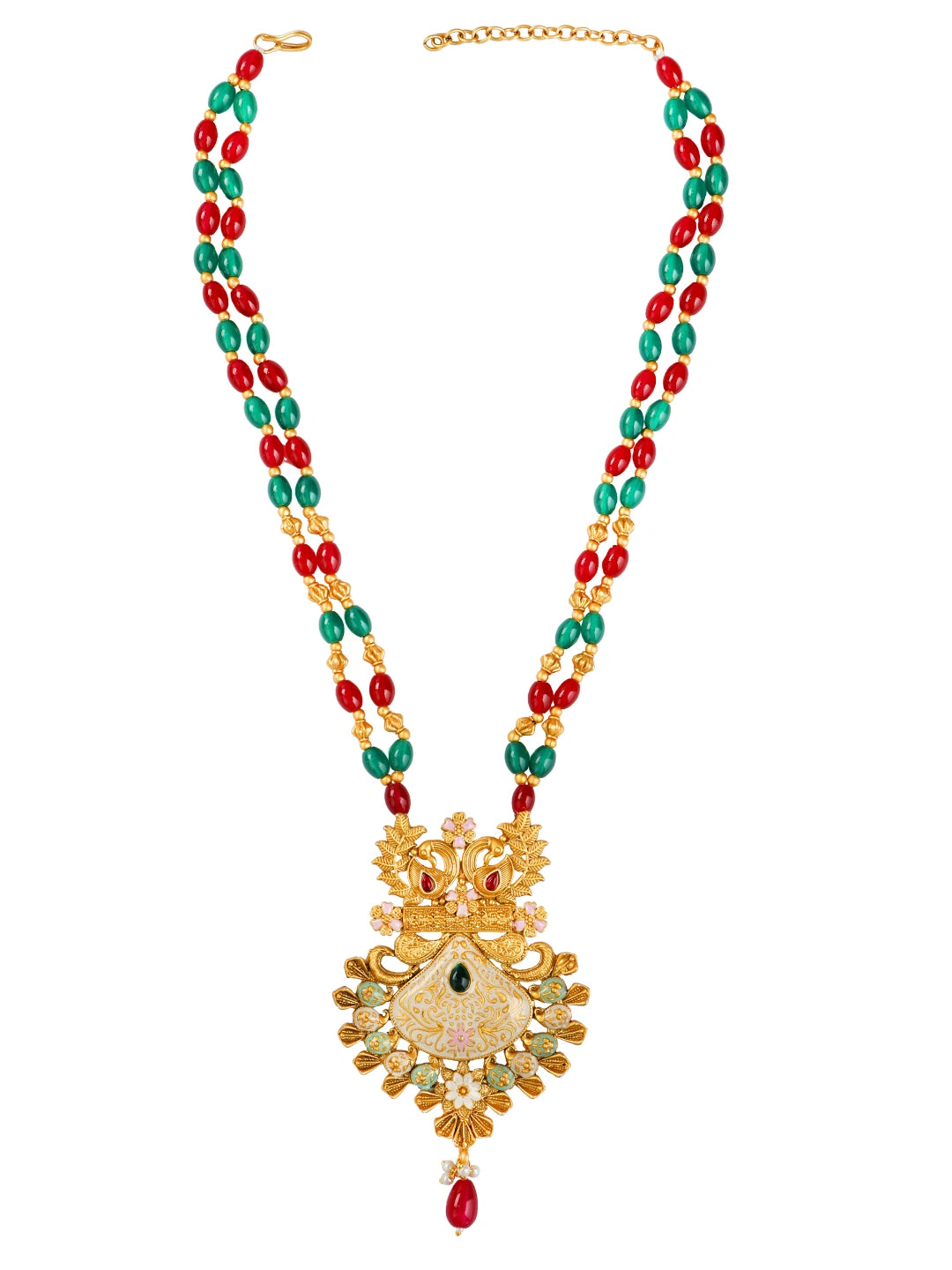 Meenakari Marvel Gold Plated Beaded Long Necklace Set