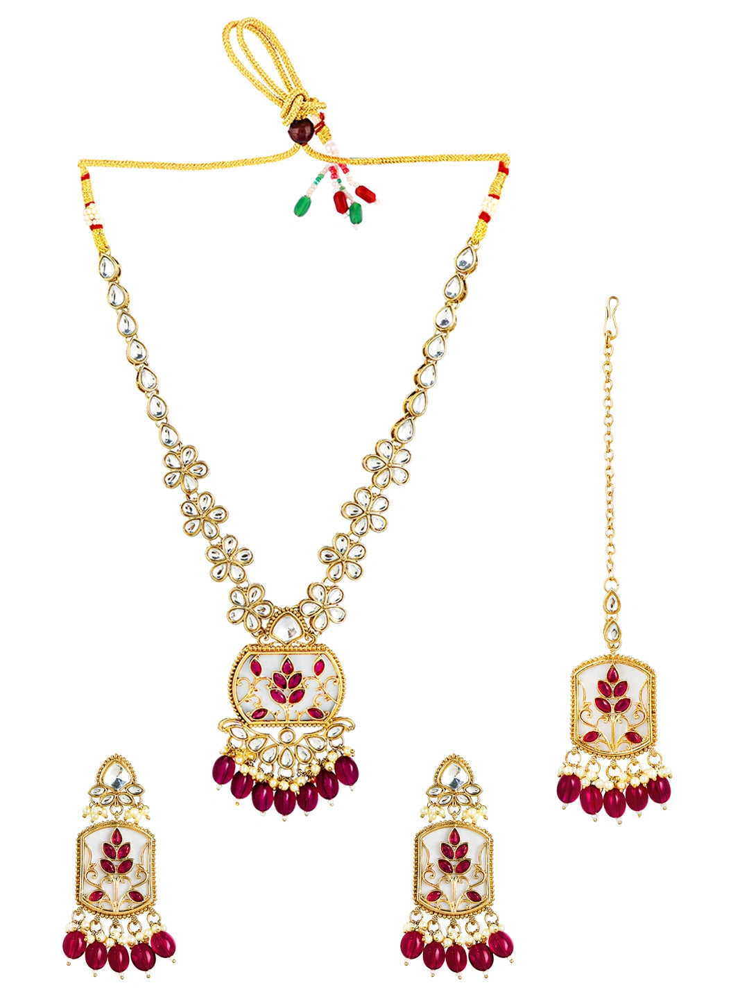 Kundan Inlay Gold Plated Pearl Necklace Set