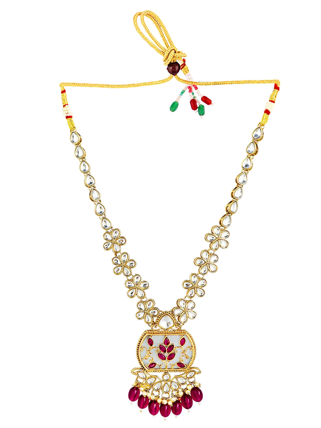 Kundan Inlay Gold Plated Pearl Necklace Set