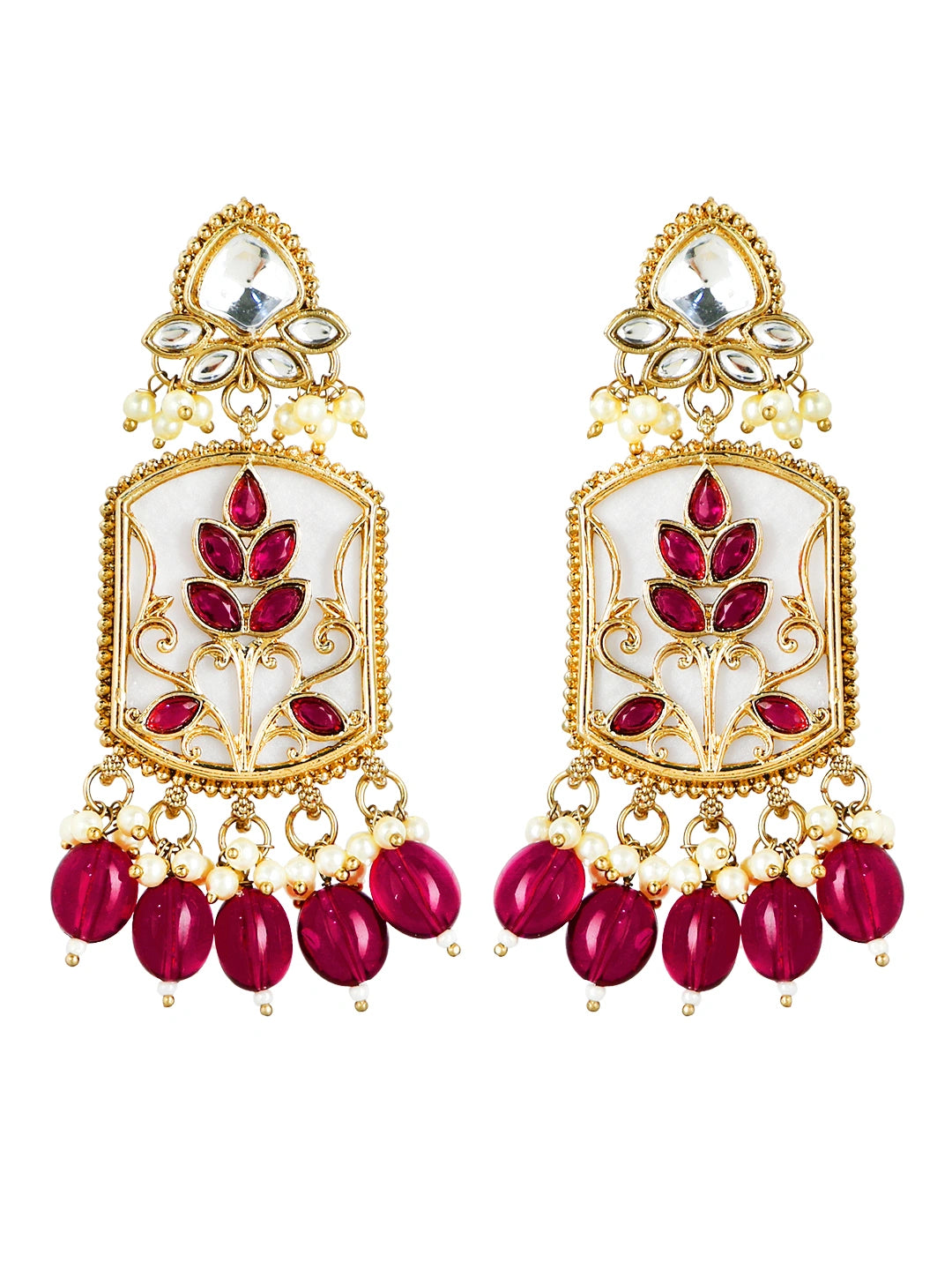 Kundan Inlay Gold Plated Pearl Necklace Set