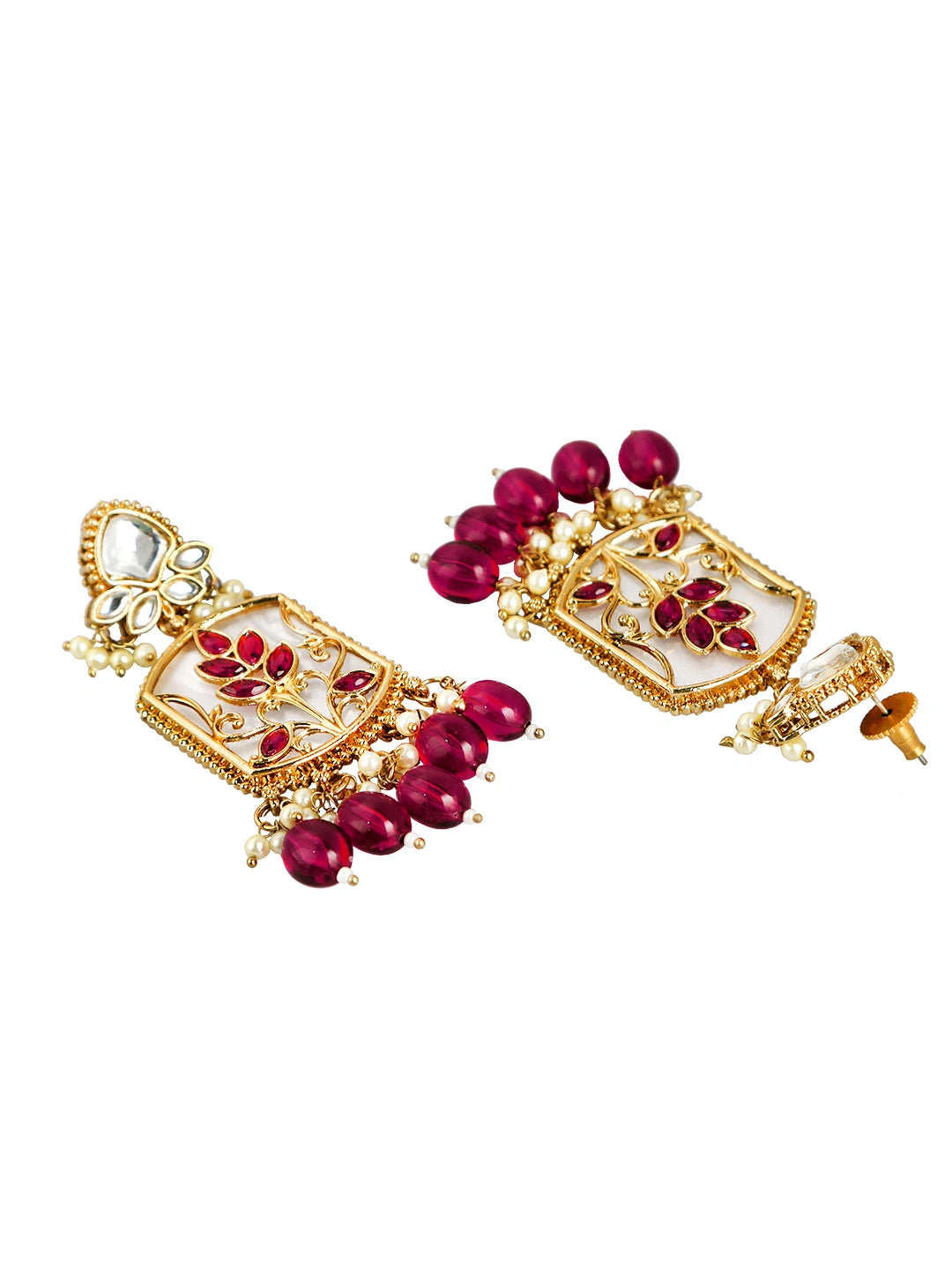 Kundan Inlay Gold Plated Pearl Necklace Set