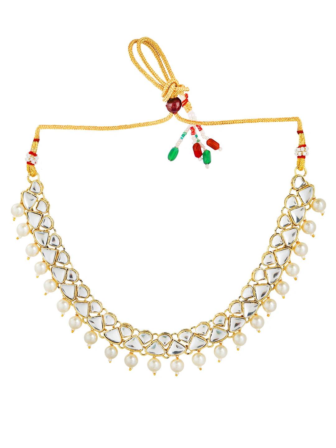 Kundan Pearl Gold Plated Necklace Set With Tikka