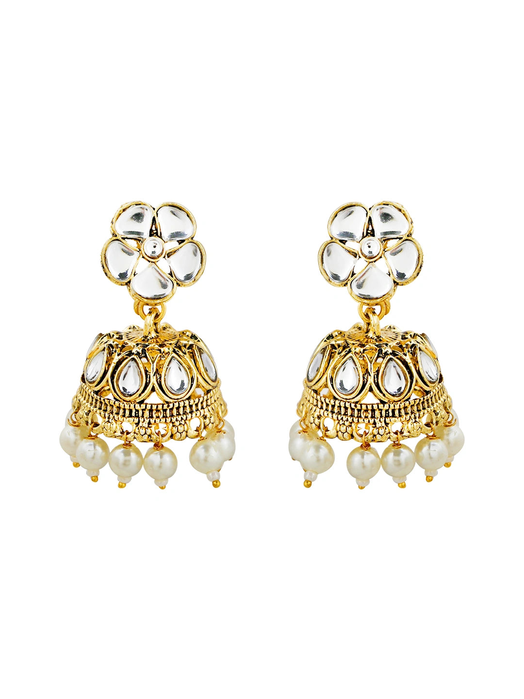 Kundan Pearl Gold Plated Necklace Set With Tikka