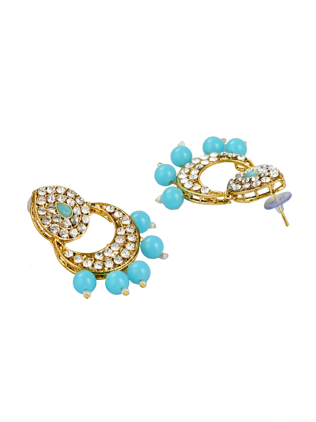 Gold Plated Sky Blue Beads Choker Neckalce Set