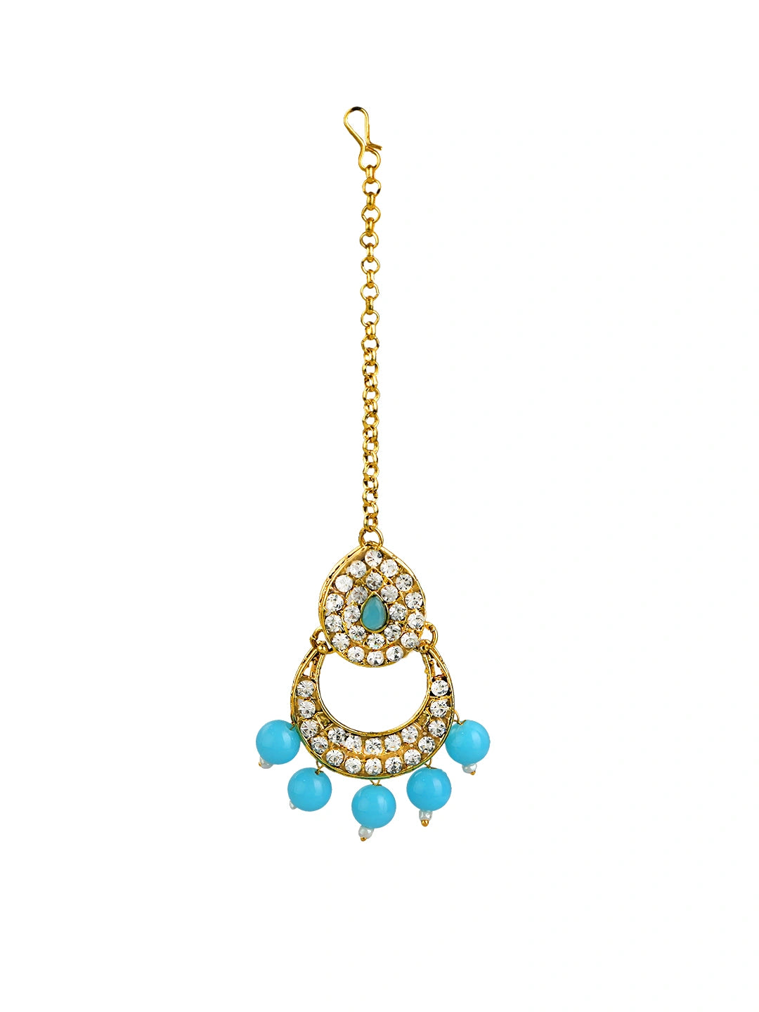 Gold Plated Sky Blue Beads Choker Neckalce Set