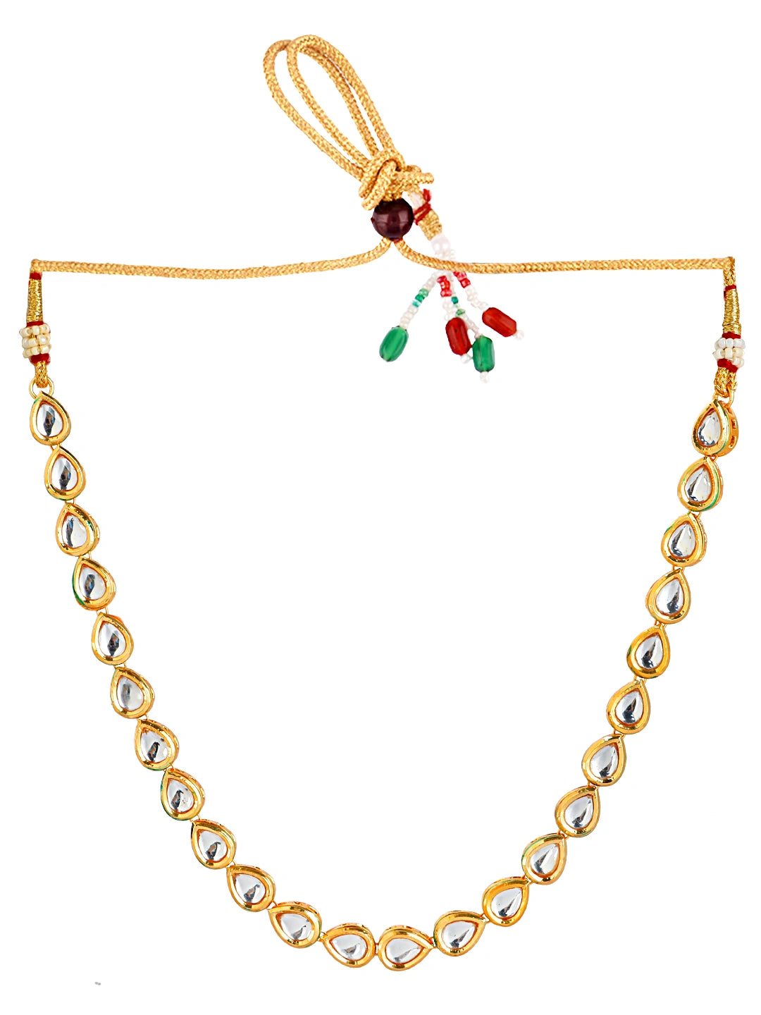 Gold Plated Tear Drop Kundan Necklace Set