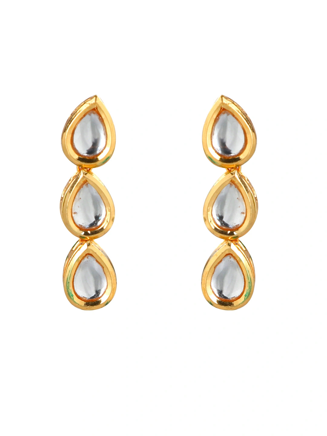 Gold Plated Tear Drop Kundan Necklace Set