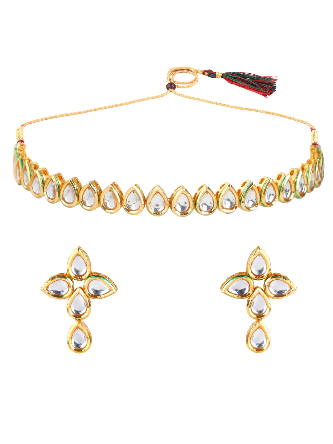 Gold Plated Drop Kundan Necklace Set
