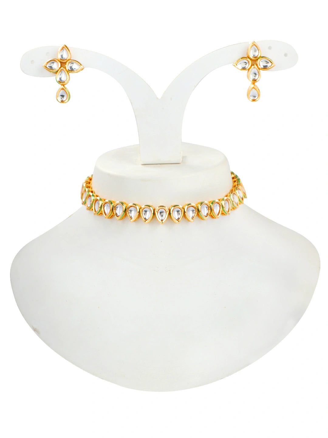 Gold Plated Drop Kundan Necklace Set