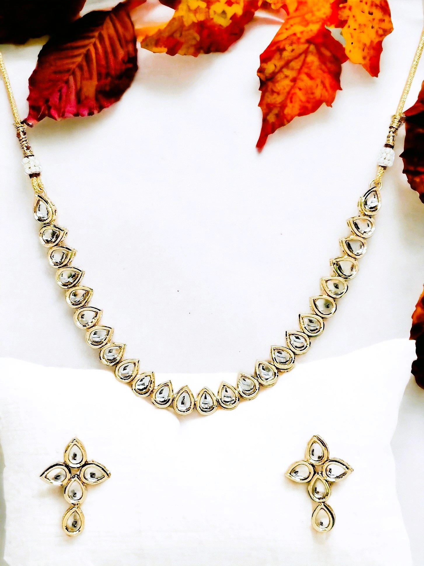 Gold Plated Drop Kundan Necklace Set