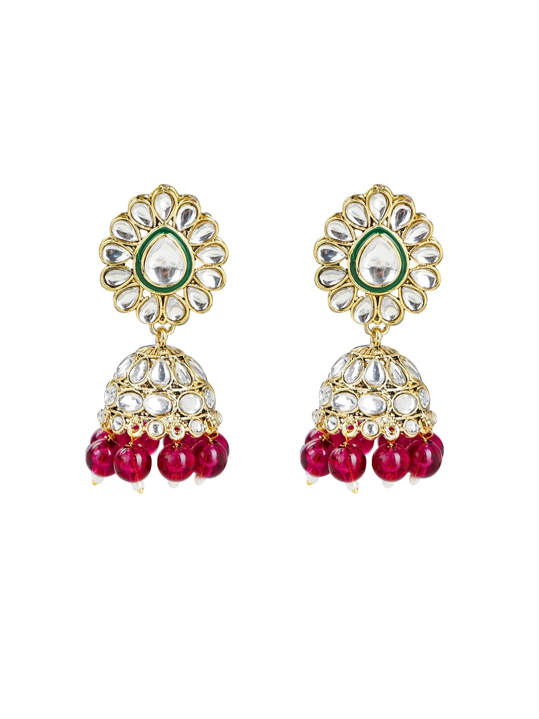 Gold Plated Purple Kundan Beads Choker Neckalce Set