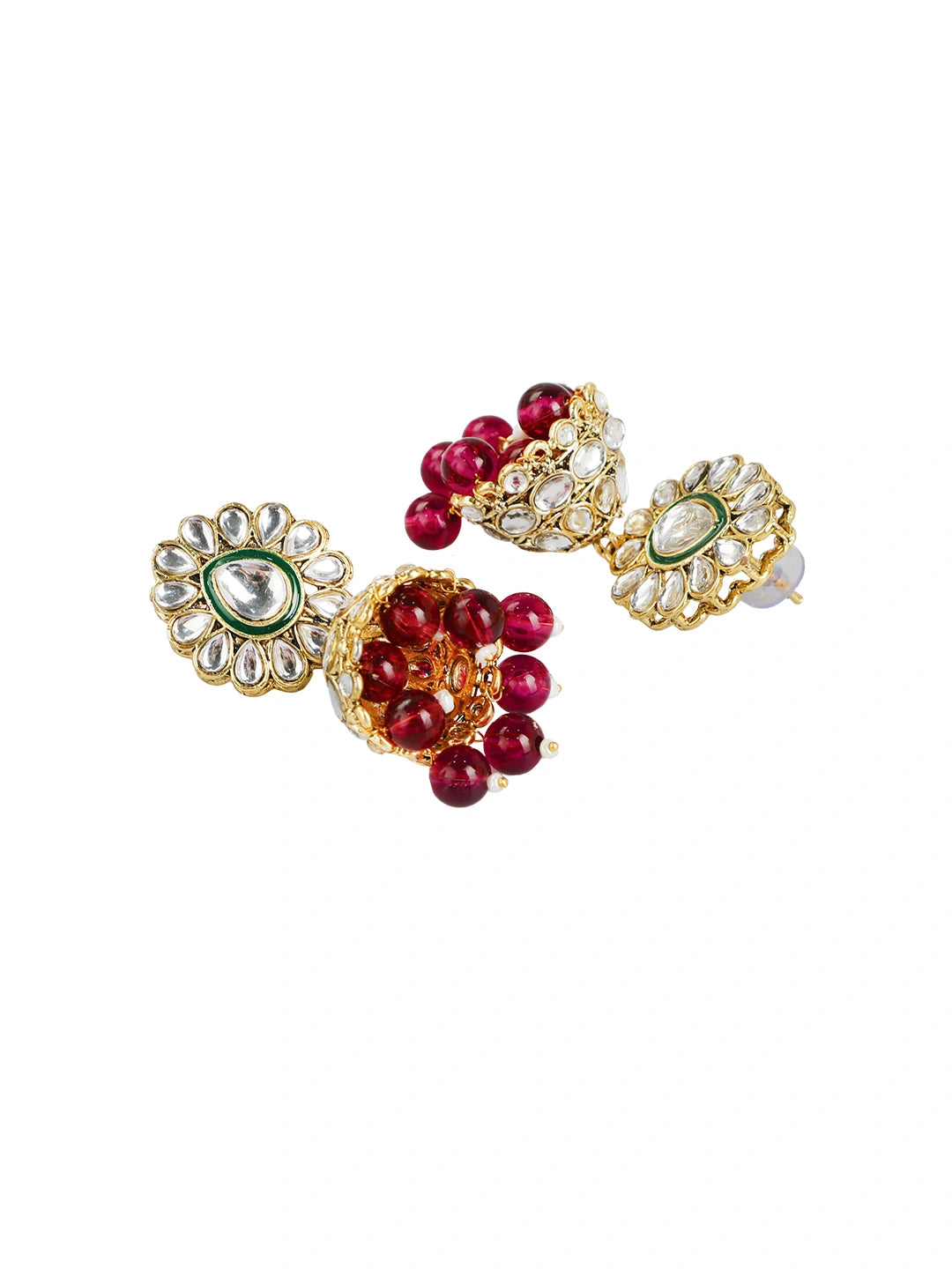 Gold Plated Purple Kundan Beads Choker Neckalce Set