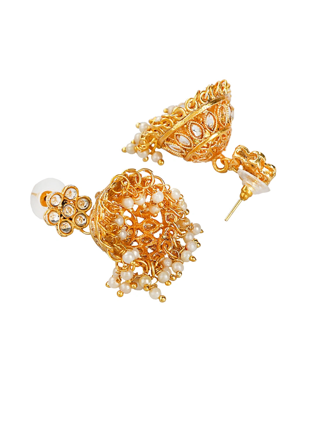 Gold Plated Multi Layered Kundan Pearl Long Necklace Set