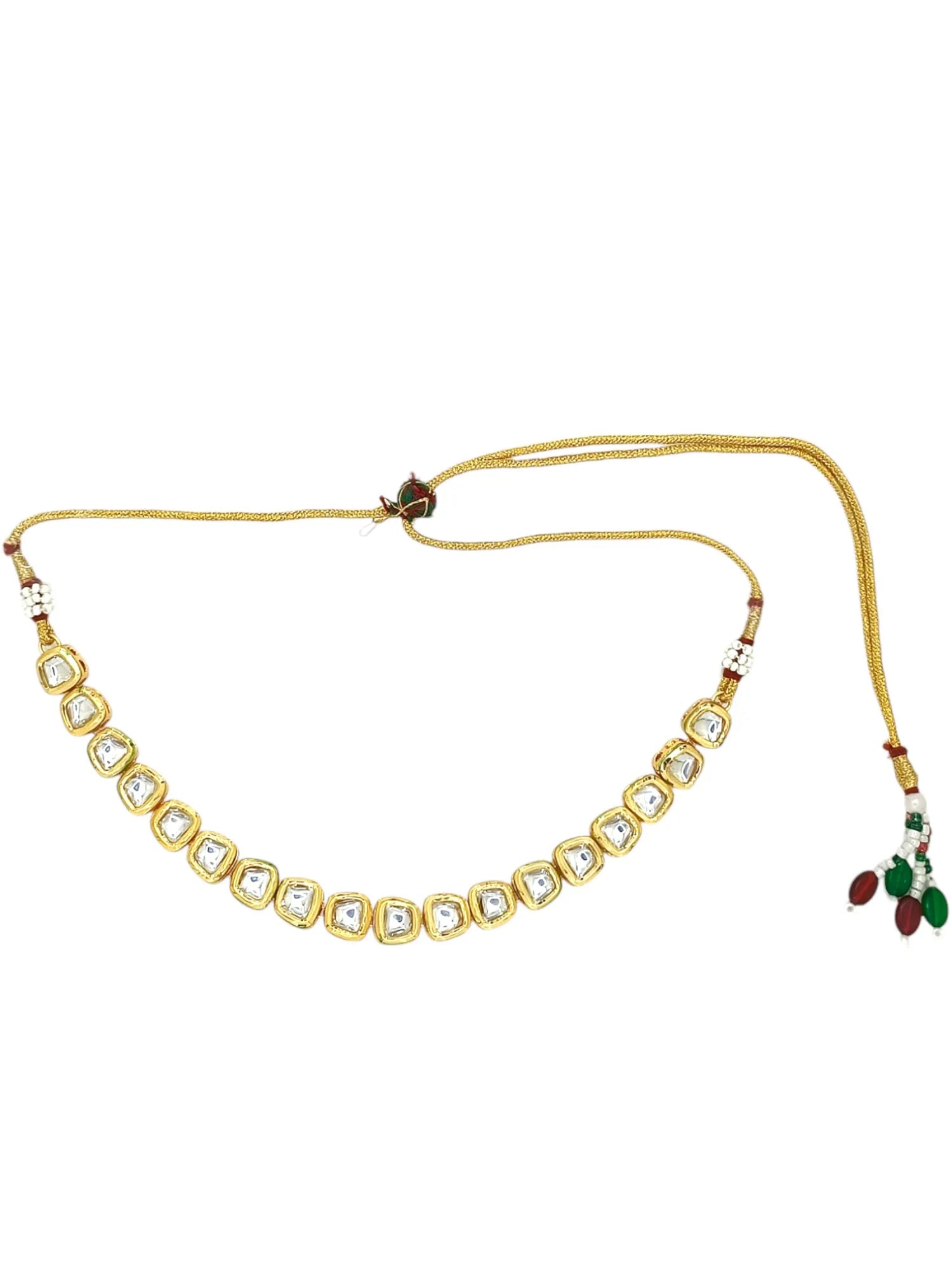 Gold Plated Kundan Studded Elegant Necklace Set with Meenakari Back Detail