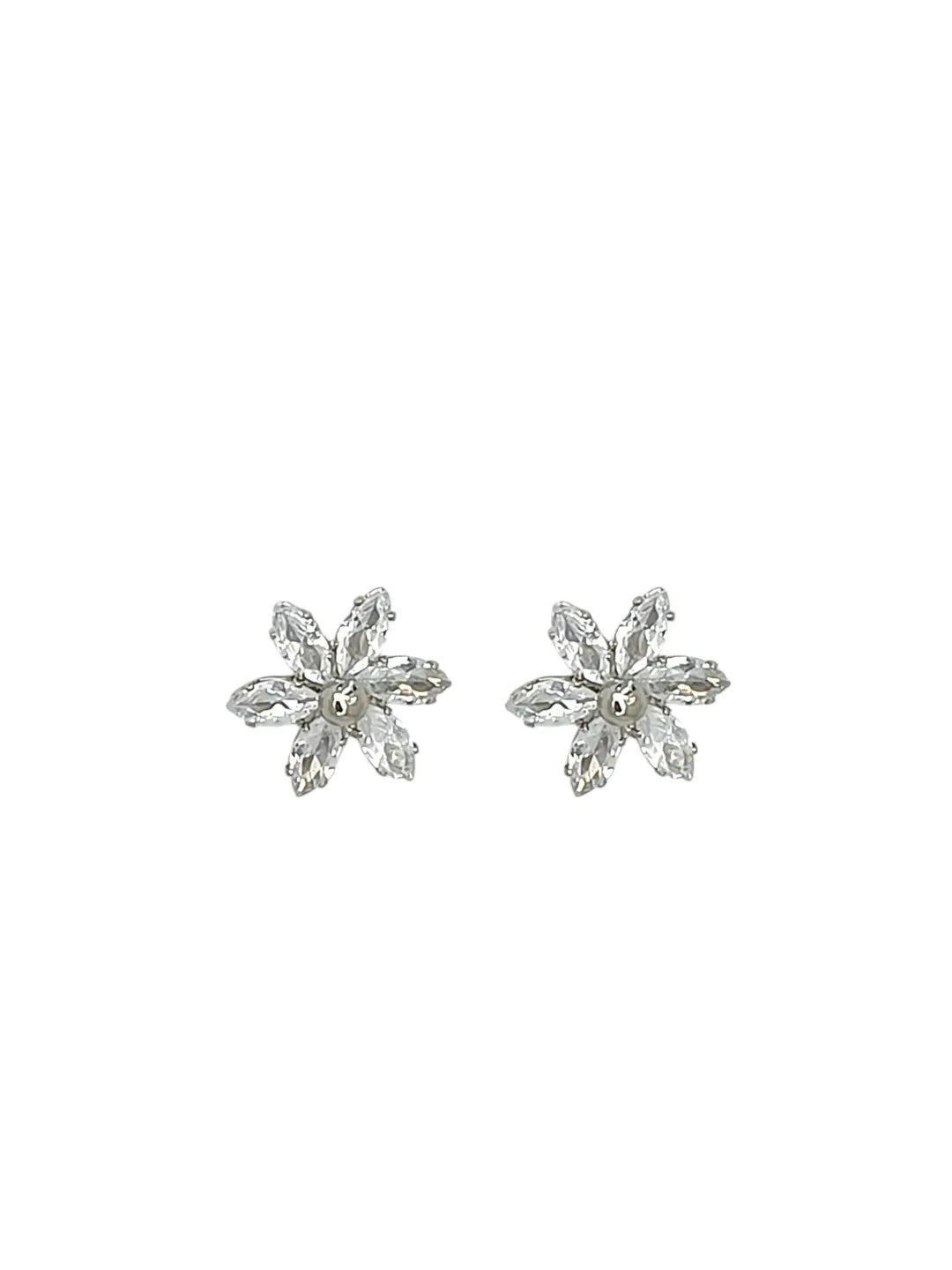 Silver-Plated Cubic Zirconia Studded Floral Jewellery Set