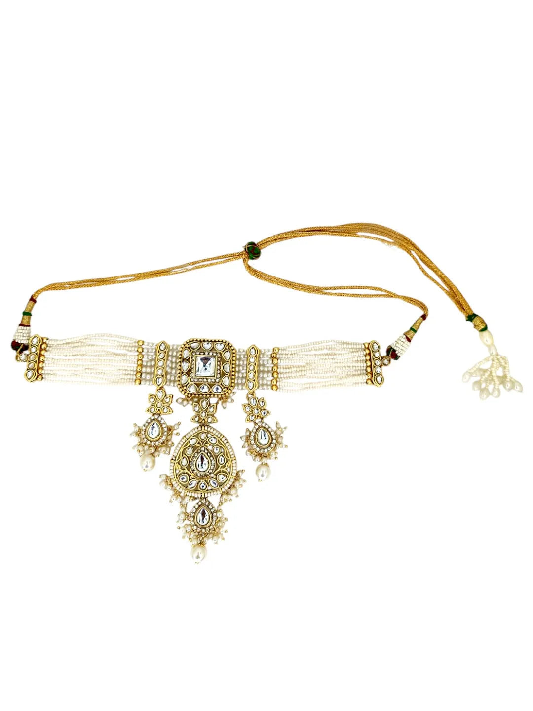 Gold-Plated Chokar Style Kundan Studded Jewellery Set