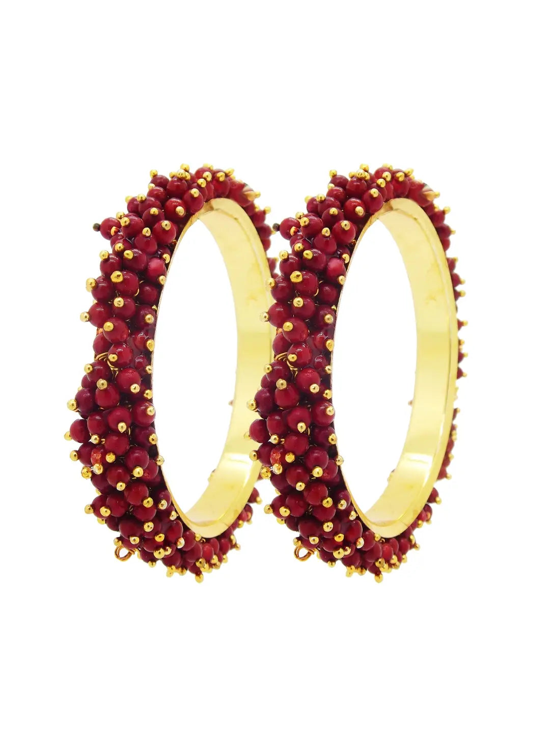 Gold Plated Maroon Bangles