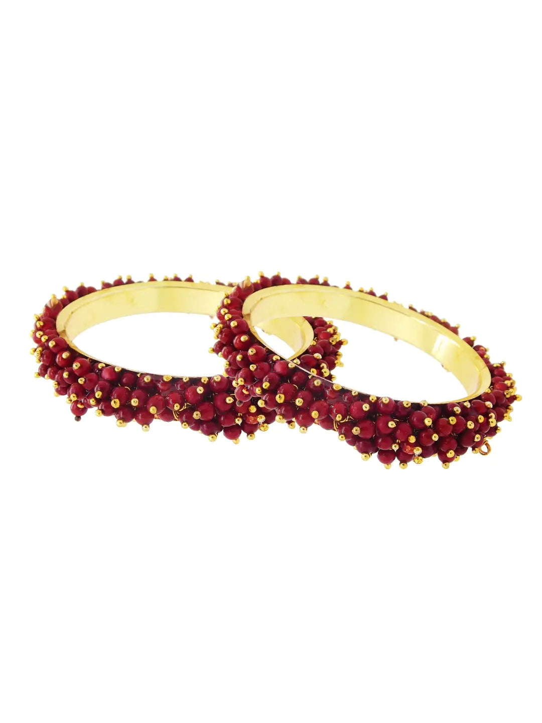 Gold Plated Maroon Bangles