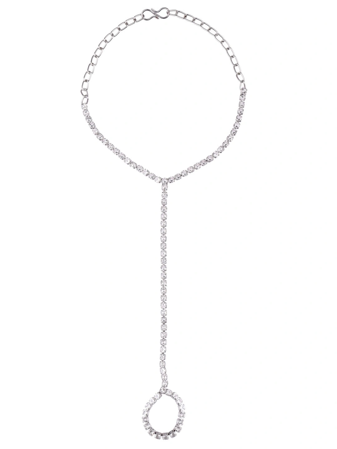 Silver Plated Bracelet with Finger Ring