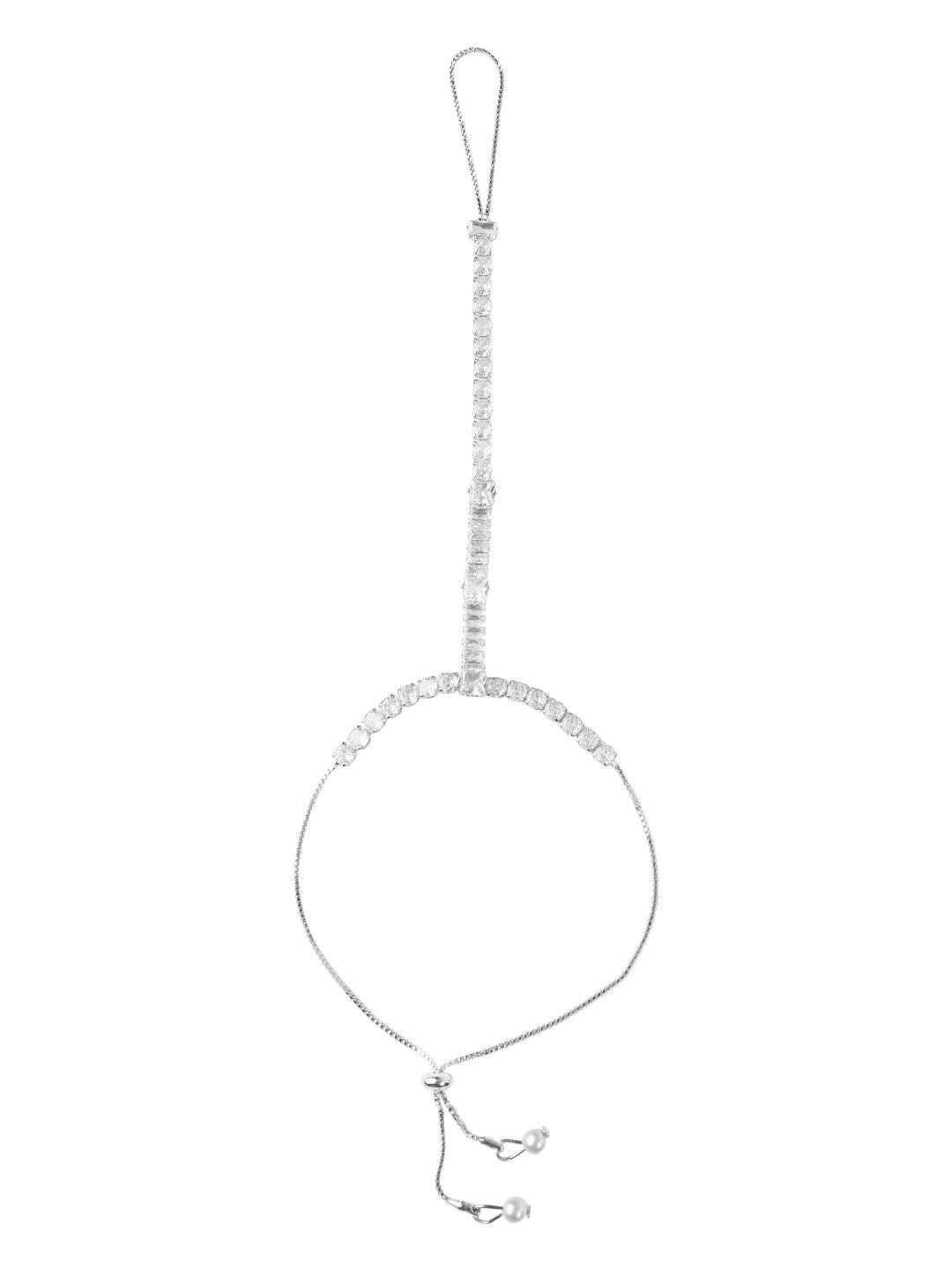 Silver Plated CZ Stone Ring Bracelet