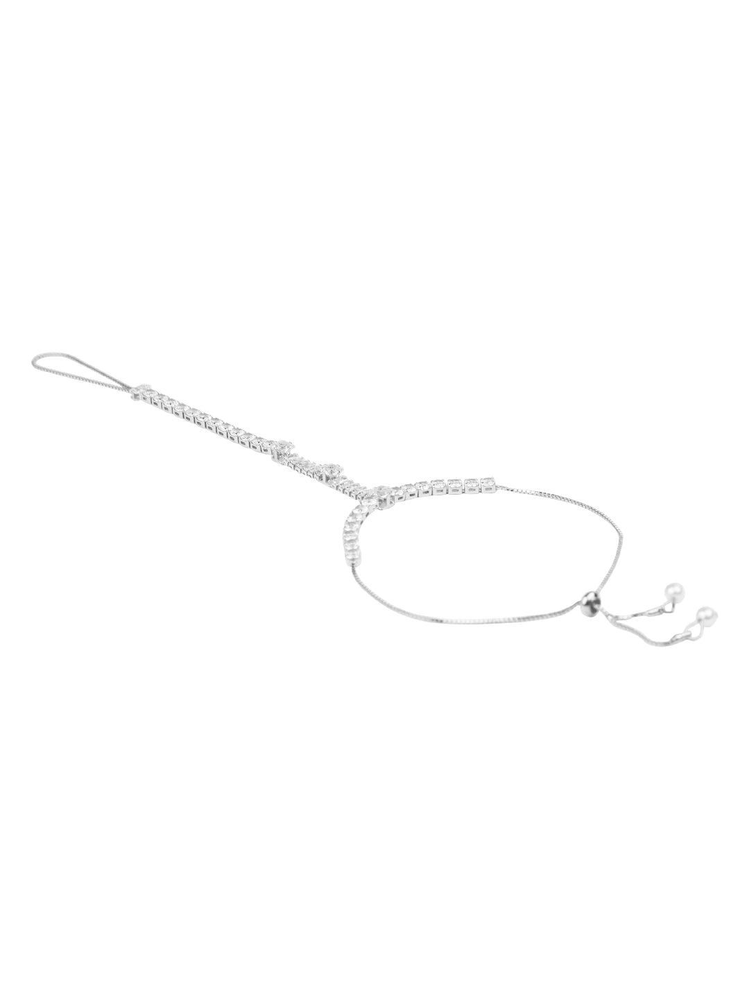 Silver Plated CZ Stone Ring Bracelet