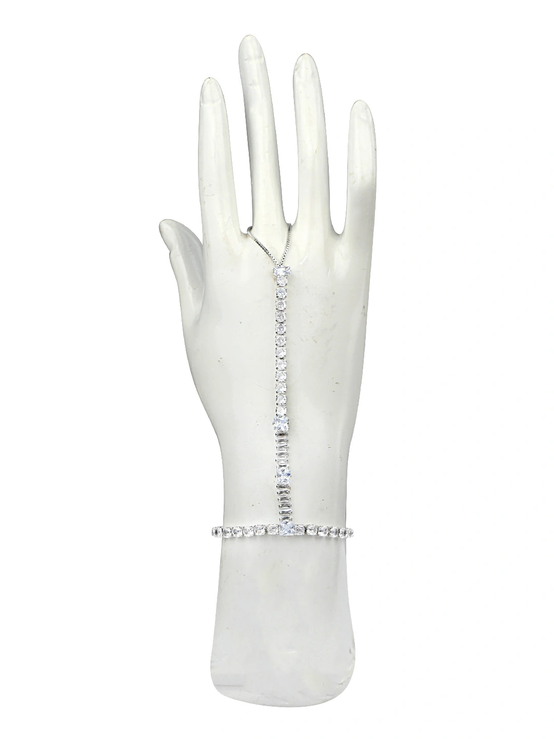 Silver Plated CZ Stone Ring Bracelet