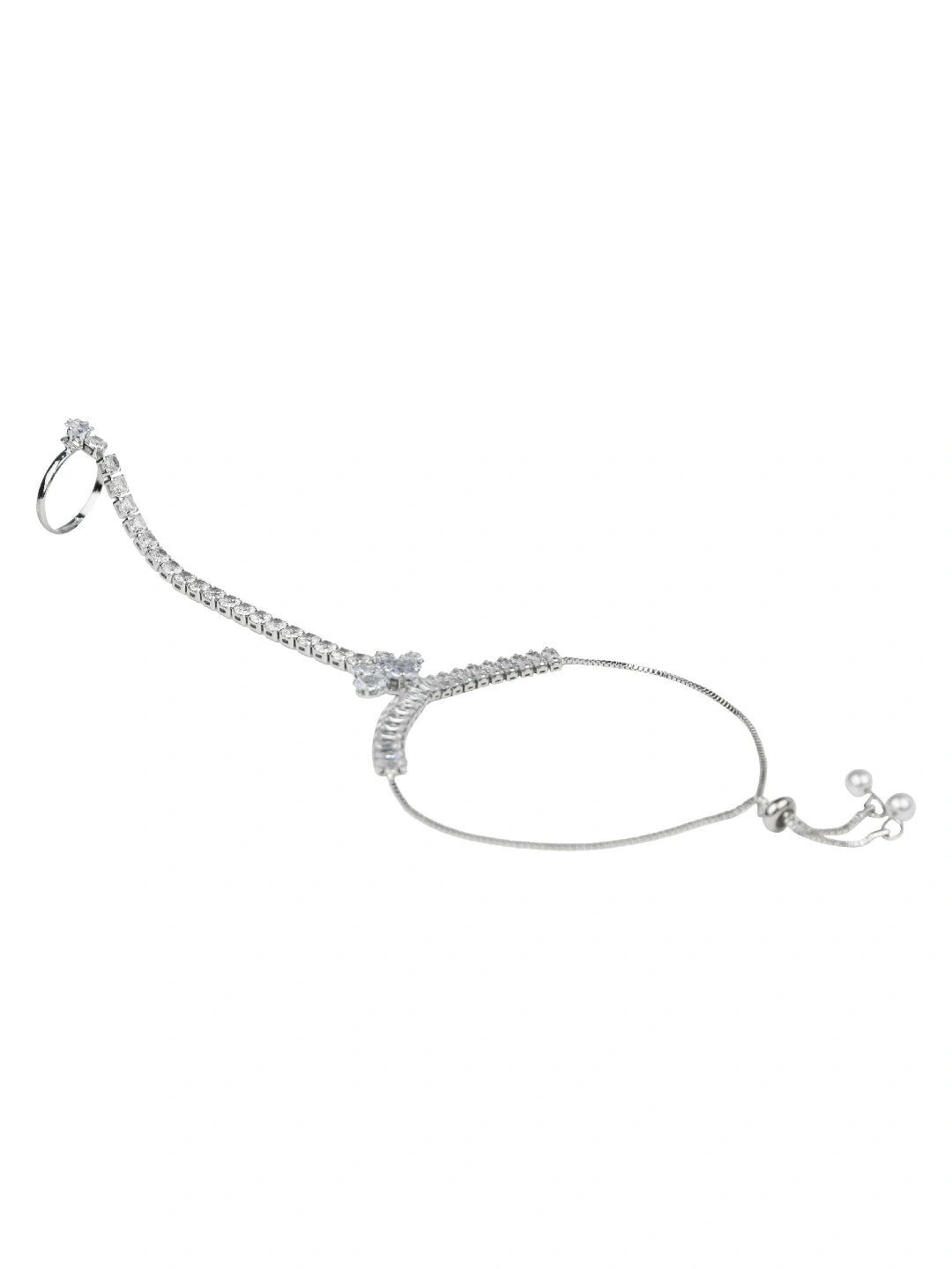 Silver Plated CZ Baguette Stone Ring Bracelet