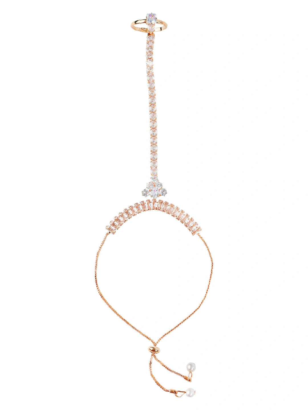 Gold Plated CZ Baguette Stone Ring Bracelet