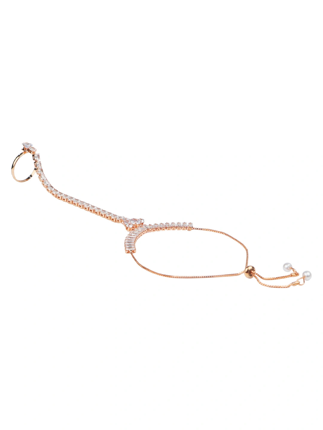 Gold Plated CZ Baguette Stone Ring Bracelet