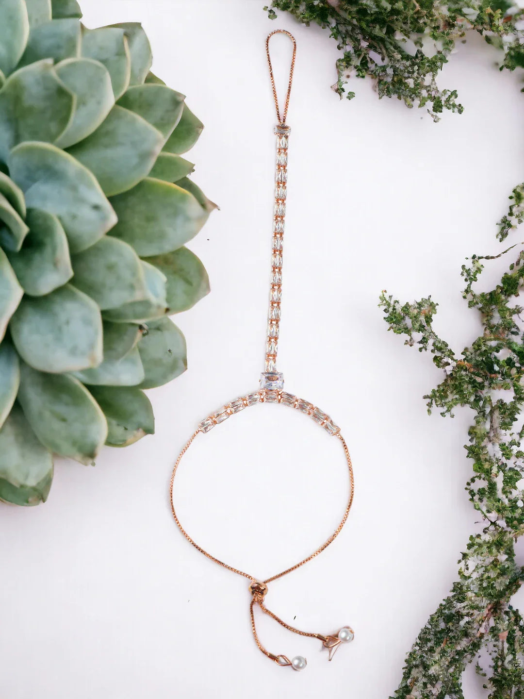 Gold Plated Baguette Stone Ring Bracelet