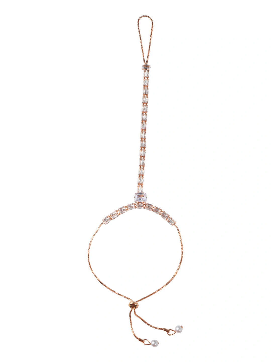 Gold Plated Baguette Stone Ring Bracelet