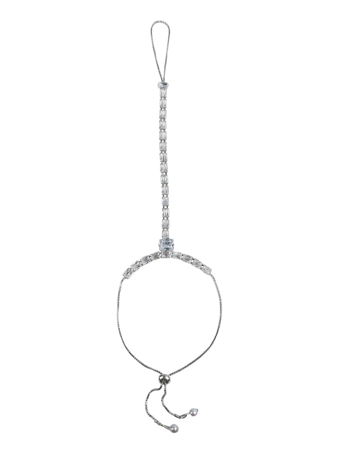 Silver Plated Baguette Stone Ring Bracelet