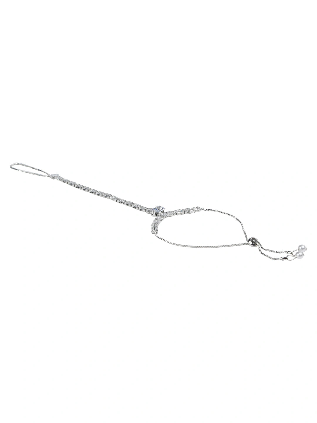 Silver Plated Baguette Stone Ring Bracelet